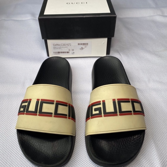 Gucci stripe rubber slide sandal off-white - Picture 10 of 12